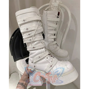 Broken Made Old Bound Cross Mid Boots S22989 - cosfun