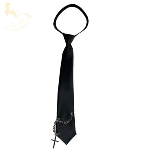 Black Cool Chain School Uniform Wild Fit Couple Tie S20054