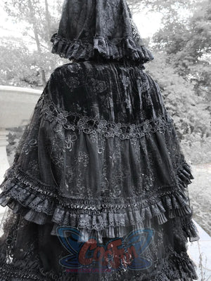 Classic Gothic Lace Dark Velvet Multi-Layered Cloak