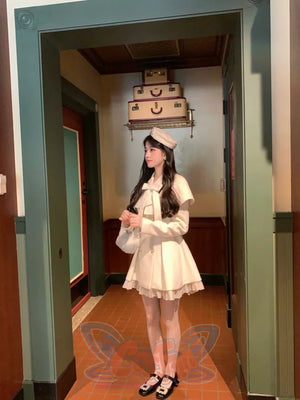 Cute Gentle Girl Fall And Winter Cape Dress