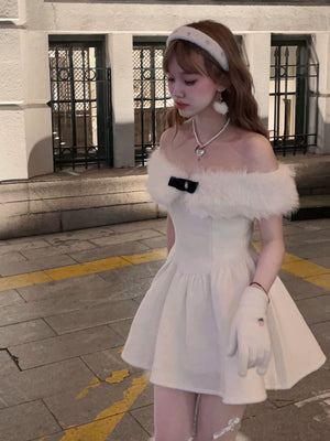 White One-Shoulder Noble Lady Dress S23009