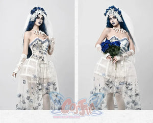 Lace and Ashes Gothic Ribcage Lace Bone Corset Dress Set Autumn - cosfun