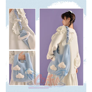 Blue Cloud Plush Large-Capacity Handbag S22426 - cosfun