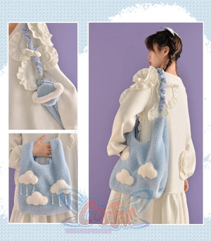 Blue Cloud Plush Large-Capacity Handbag S22426 - cosfun
