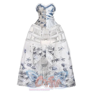 Lace and Ashes Gothic Ribcage Lace Bone Corset Dress Set Autumn - cosfun