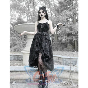 Classical Gothic Velvet Plate Strap Dress