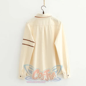 College Style Cute Cartoon Bear Tie Shirt