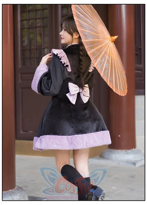 Chinese Style Lotus Leaf Edge Improved Cheongsam Thickened Lolita Dress