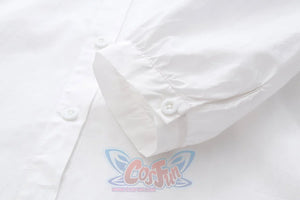 Sweet Embroidery Lace Doll Neck Long Sleeve Shirt White