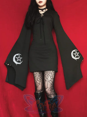 Punk V-neck Irregular Slim Long Dress