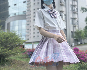 Japanese Style Soft Girl Plaid Pleated Skirt S20384 - cosfun