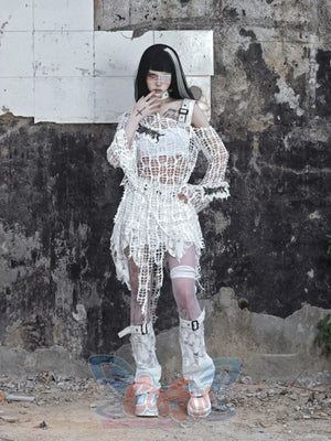 Knit Raglan Punk Stretch Top - cosfun