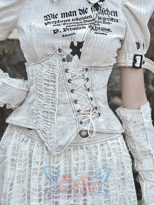 Asymmetric Herringbone Drawstring Corset - cosfun