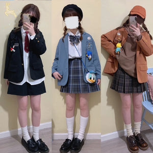 Japanese JKDK Couple Casual Embroidery Suit Coat