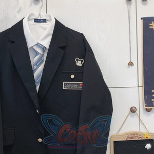 Japanese JKDK Couple Casual Embroidery Suit Coat Black / M