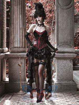 Gothic Velvet Fishbone Corset Halloween 3-Piece Set S22987