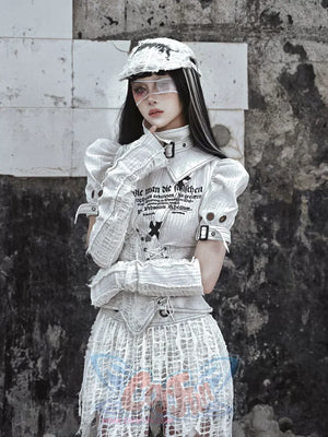 Ruffled Knit Raglan Punk Sleeve Covers - cosfun