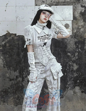 Stereo Cotton Turtleneck Punk Top - cosfun