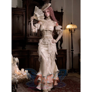 Rococo Duchess Satin Ruched Long Mermaid Skirt