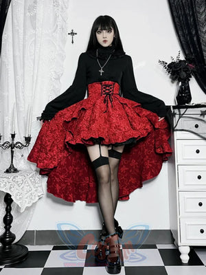 Halloween Gothic Lolita Red And Black Vintage Set