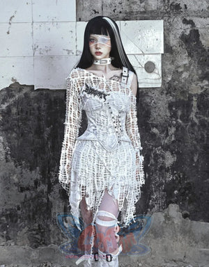 Asymmetric Herringbone Drawstring Corset - cosfun