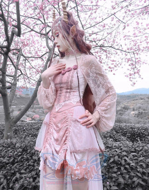 Summer Gothic Velvet Embroidery Big Hem Court Skirt