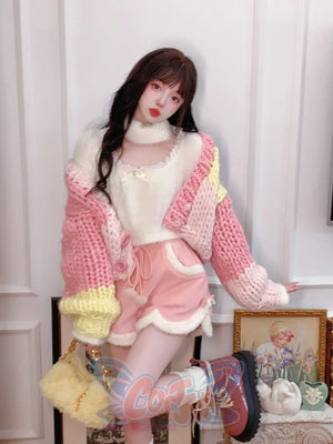 Autumn And Winter Sweet Girl Splice Sweater Coat L