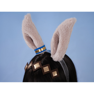 Pretty Derby Oguri Cap Cosplay Costume, gray ear headband and diamond-shaped hair accessories.