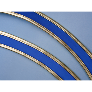 Pretty Derby Oguri Cap Cosplay Costume, blue and gold PU leather straps.