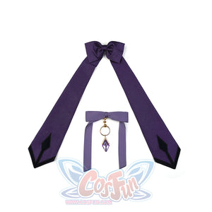 Homura Akemi cosplay costume accessories purple bow ribbons and necklace with crystal gem pendant