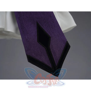 Homura Akemi cosplay costume purple bow ribbon with black diamond pattern detail close-up