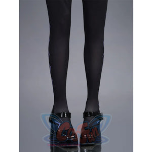 Homura Akemi cosplay costume black stockings with purple accents and black shoes accessory detail