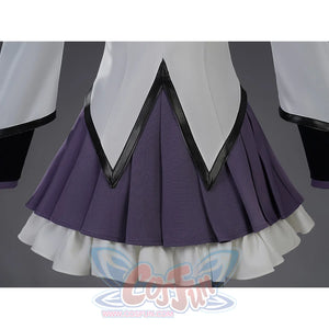 Homura Akemi cosplay costume purple pleated skirt with white underlay and black trim detail