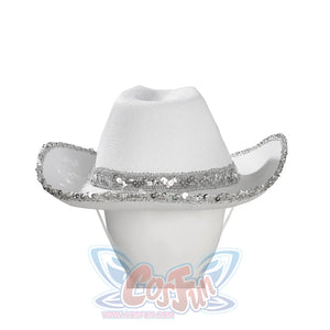 White western cowboy hat with silver rhinestone trim band, included in Robin cosplay costume set
