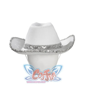 White western cowboy hat with silver rhinestone trim band, included in Robin cosplay costume set