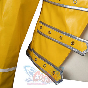 Rock Band Queen cosplay jacket hem and sleeve detail with silver piping and eyelet embellishments