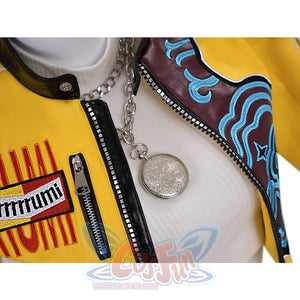 Rumi Cosplay Costume, features a silver metallic closed-end zipper.