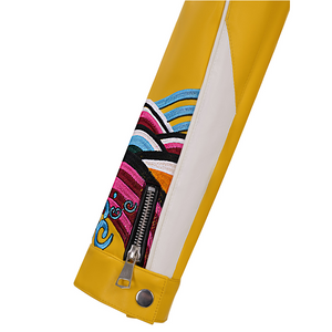 Rumi cosplay costume, it features embroidered patterns and a short zipper on the cuff.