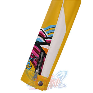 Rumi cosplay costume, it features embroidered patterns and a short zipper on the cuff.