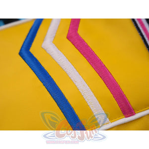 Rumi cosplay costume, there are three-color embroidered patterns on the sleeves.
