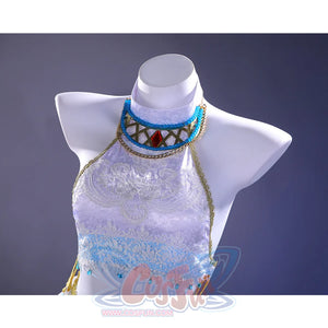 Shounen Jeanne cosplay costume top featuring white lace bodice with jeweled collar and gold chains