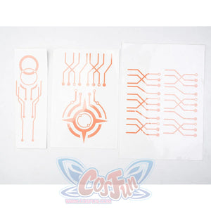 Sigrika cosplay outfit orange geometric pattern temporary body art stickers and tattoos.