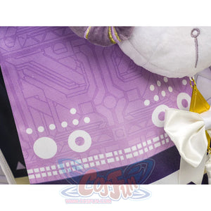Sigrika cosplay costume purple belt with geometric and circular patterns plus white bow detail.