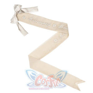 Embroidered sash ribbon accessory with crystal motifs for crystal fishbone corset outfit