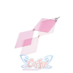 Sparxie cosplay costume pink translucent acrylic diamond pendant accessory with three linked panels and silver connectors