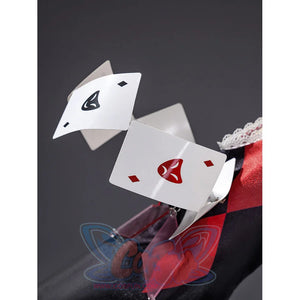 Sparxie cosplay costume playing card prop accessories with custom diamond suit designs displayed in a fan arrangement