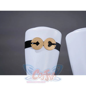 Sparxie cosplay costume white thigh-high stockings with black garter strap and gold card suit buckle accessories