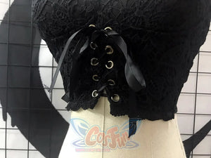 Spring Summer Black Lace Short Girl Lace Braces Lace Up Overbodice - cosfun