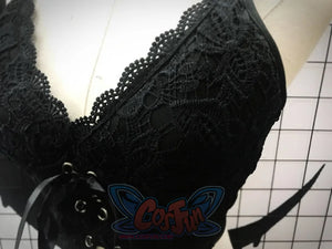 Spring Summer Black Lace Short Girl Lace Braces Lace Up Overbodice - cosfun