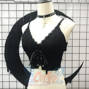Spring Summer Black Lace Short Girl Lace Braces Lace Up Overbodice - cosfun